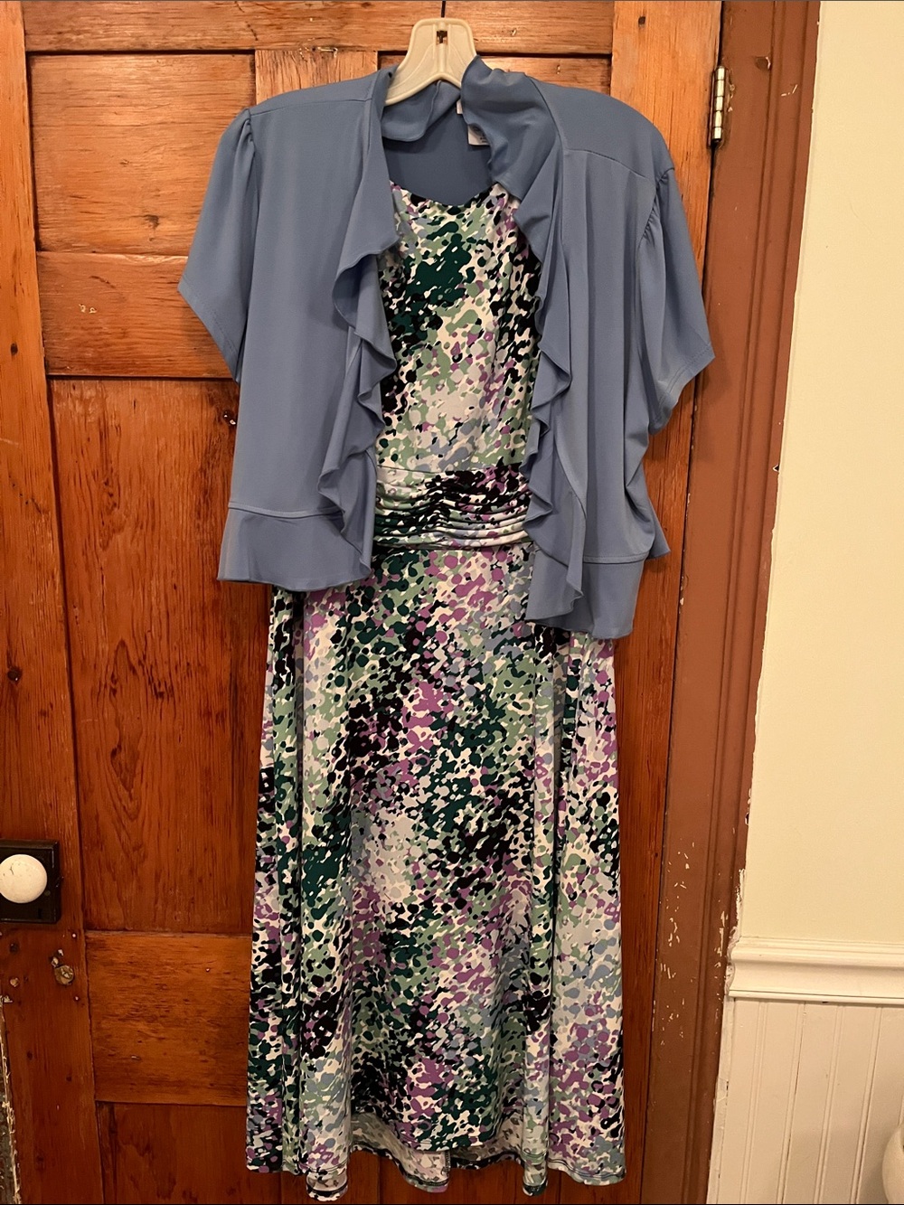 Green and Purple Scoop Neck Maxi Dress for Weddings